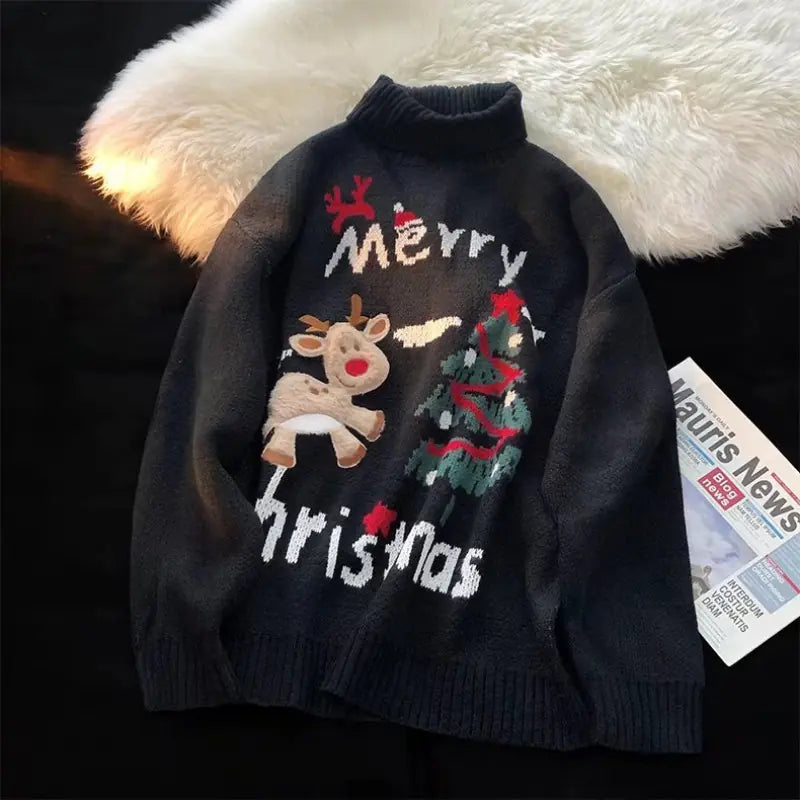 Women's Winter Christmas High Neck Knitted Sweater