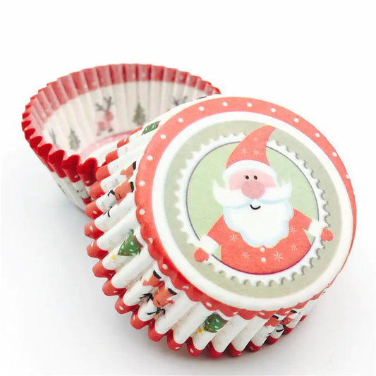 100Pcs Christmas Santa Cupcake Baking Liners