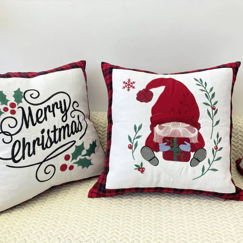Christmas Embroidery Pillow Cover - New Design