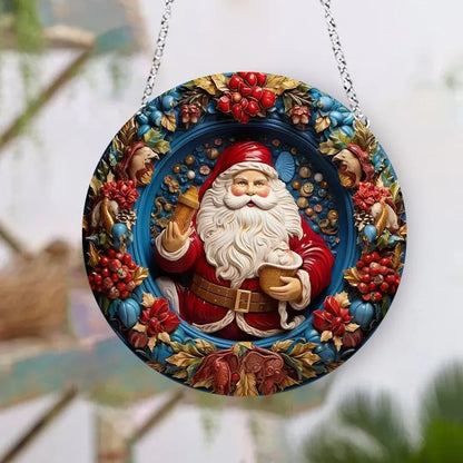 New Christmas Ceramic Santa Acrylic Hanging Decor