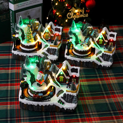 Illuminated Music Box Christmas Decoration with Train