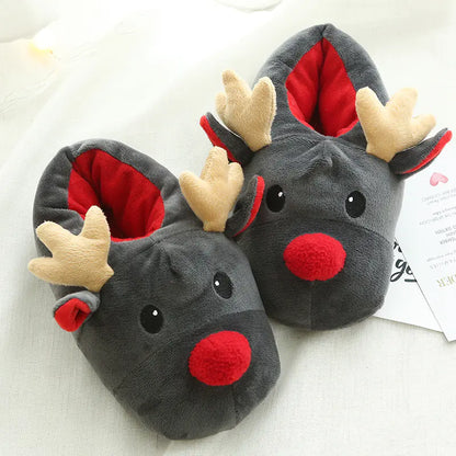 Cute Elk Christmas Home Slippers