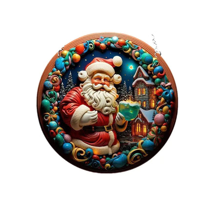 New Christmas Ceramic Santa Acrylic Hanging Decor