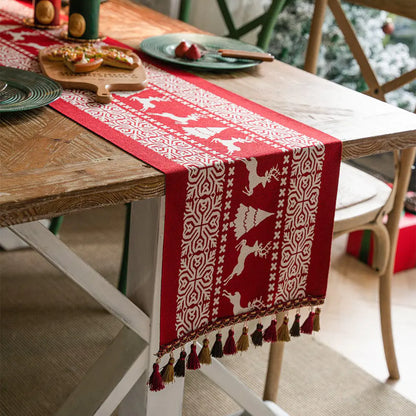 Red Christmas Table Runner for Festive Decorations