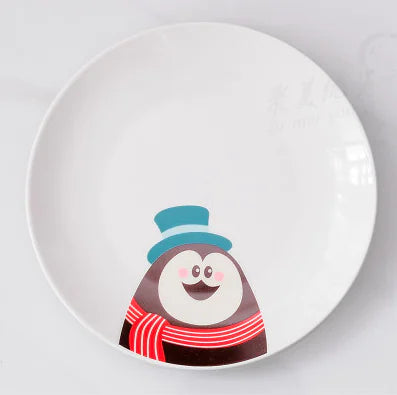 Christmas Cartoon Plates, Santa Tableware, Snack Dishes