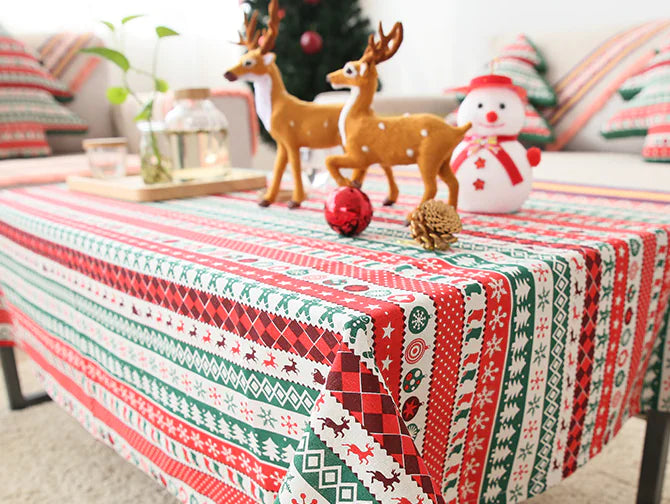 Christmas Theme Rectangular Cotton Linen Tablecloth