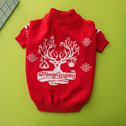 Christmas Tree Elk Design Dog Sweater