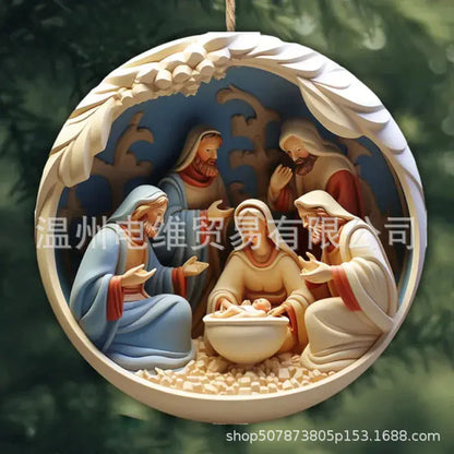 3D Acrylic Nativity Christmas Ornament for Home Decor