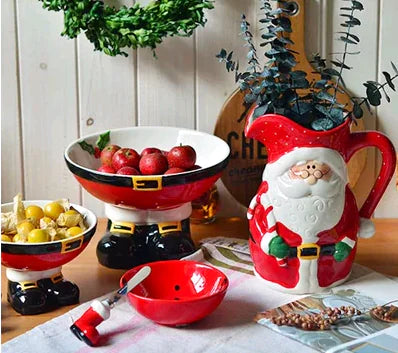Handmade Ceramic Christmas Santa Fruit Bowl