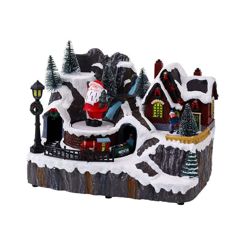 Illuminated Music Box Christmas Decoration with Train