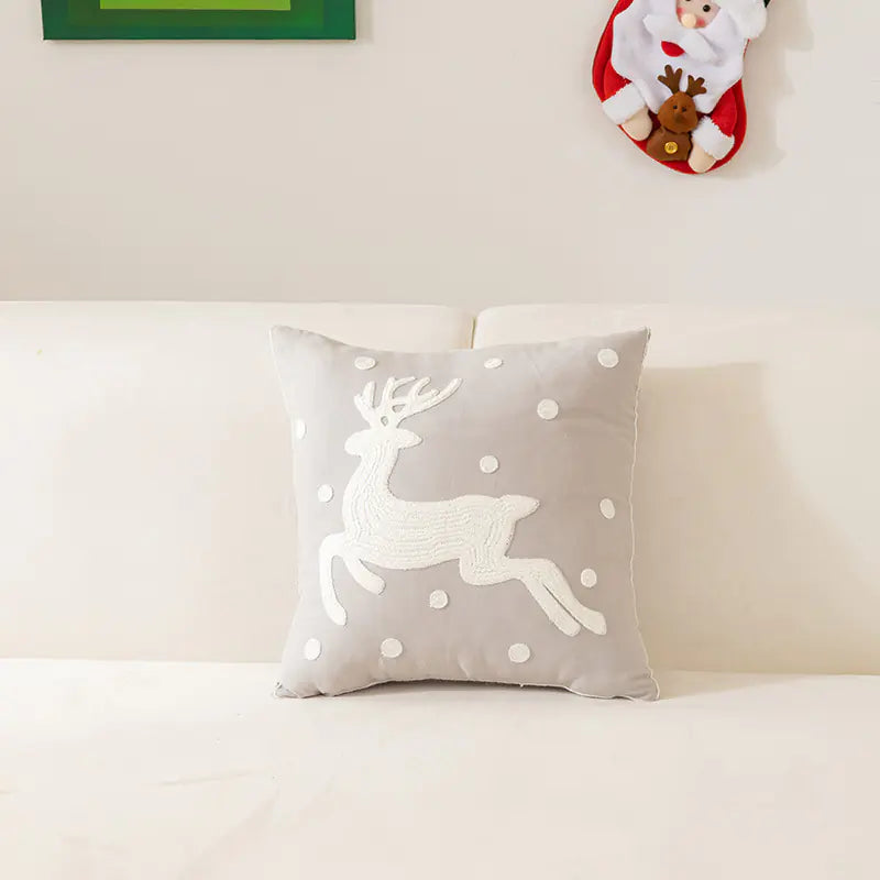 Christmas Embroidered Pillow Cover for Home Decor