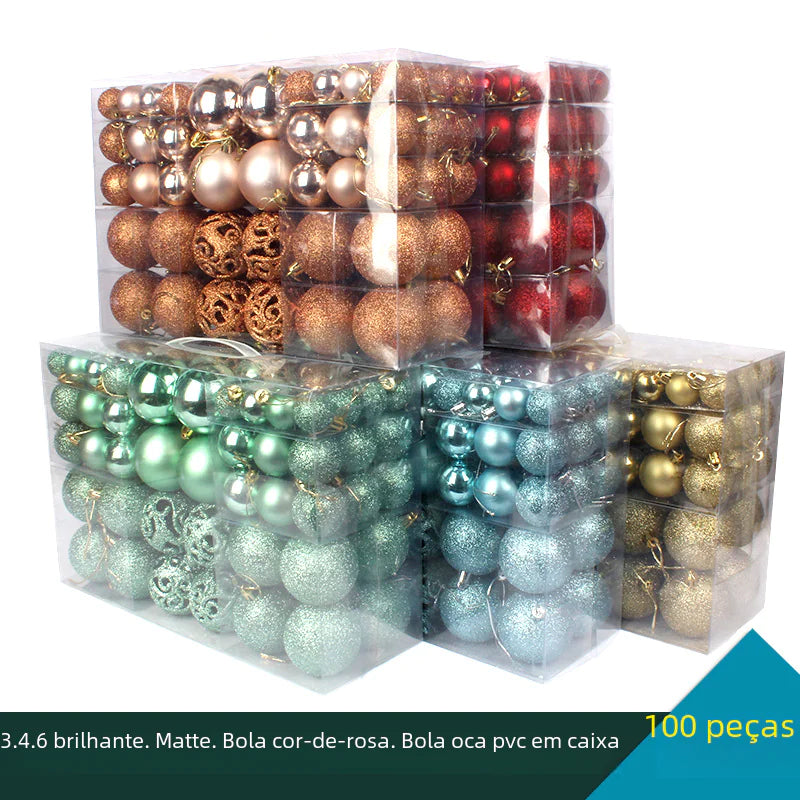 100-Piece Christmas Ball Set 3-6cm PVC Decor