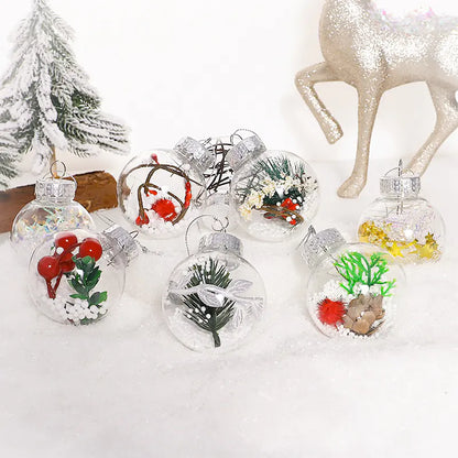 12pcs 6cm Transparent PET Christmas Tree Ornaments