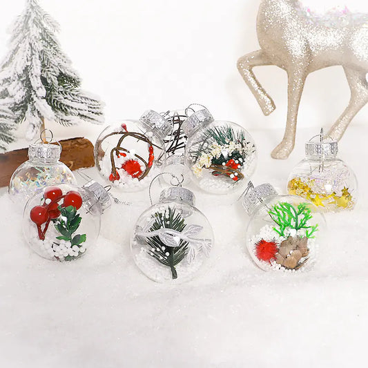 12pcs 6cm Transparent PET Christmas Tree Ornaments