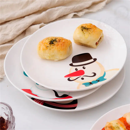 Christmas Cartoon Plates, Santa Tableware, Snack Dishes