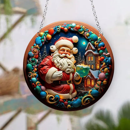 New Christmas Ceramic Santa Acrylic Hanging Decor