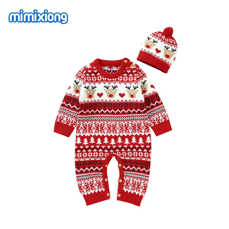 Christmas-Themed Infant Bodysuit and Romper Outfit