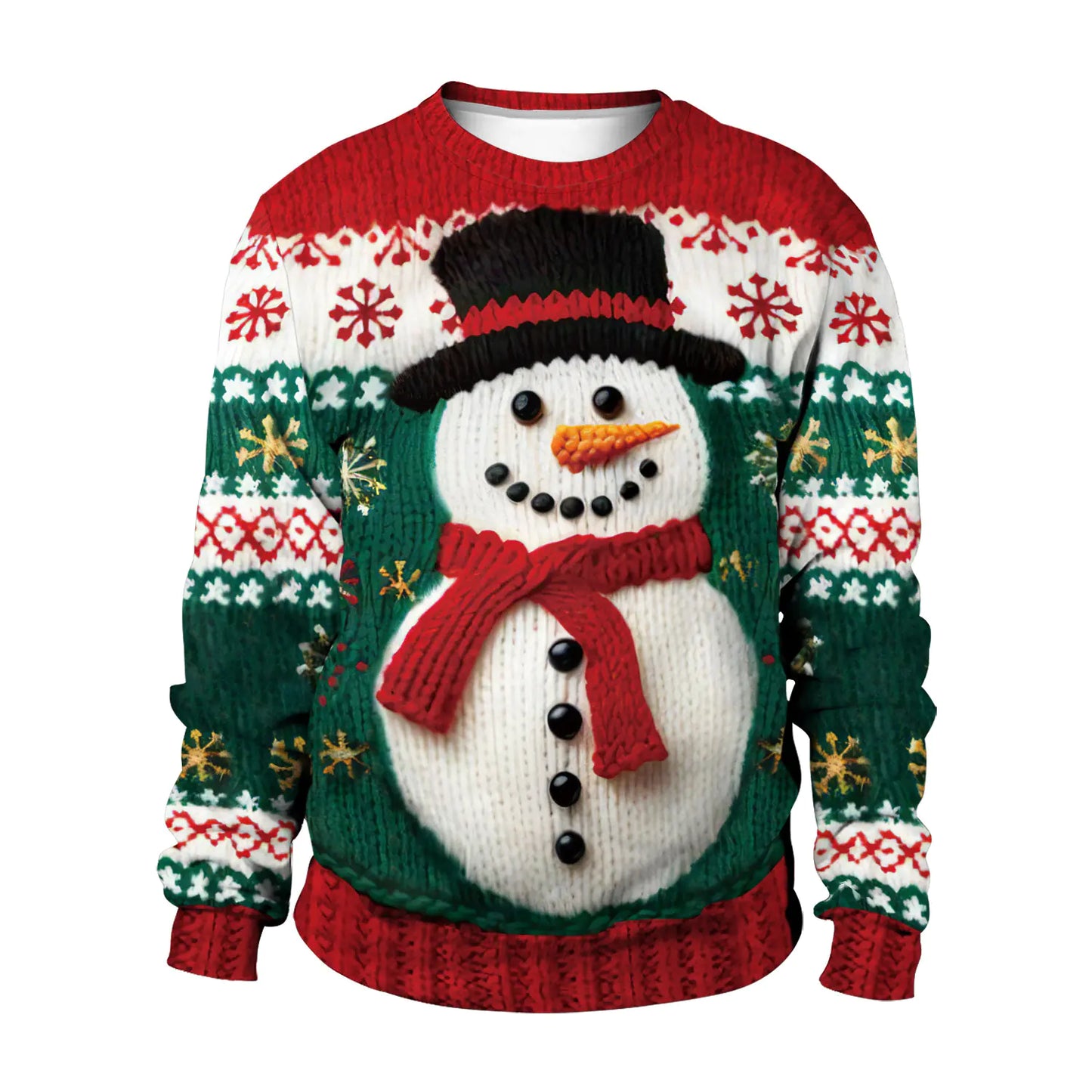 Women's Christmas Snowman Pattern Round Neck Sweater