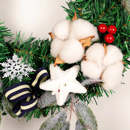 Cotton Flower Wreath, Creative Christmas Decoration