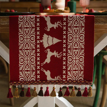 Red Christmas Table Runner for Festive Decorations