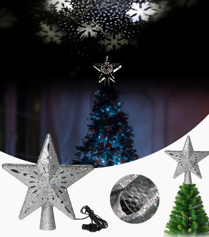 3D Flickering Star Christmas Tree Topper with LED Snowflakes