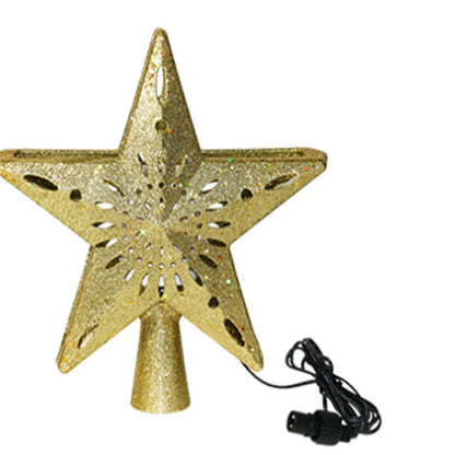 3D Flickering Star Christmas Tree Topper with LED Snowflakes