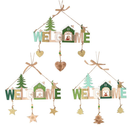 Christmas Decoration, Wooden Cartoon Welcome Sign