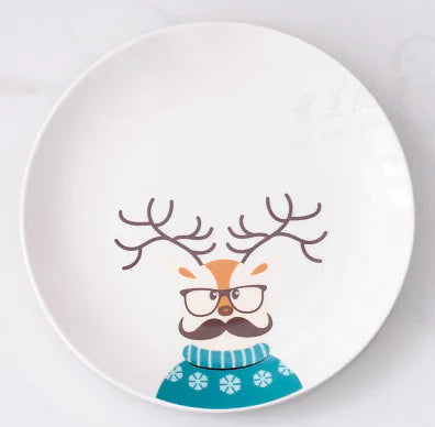 Christmas Cartoon Plates, Santa Tableware, Snack Dishes