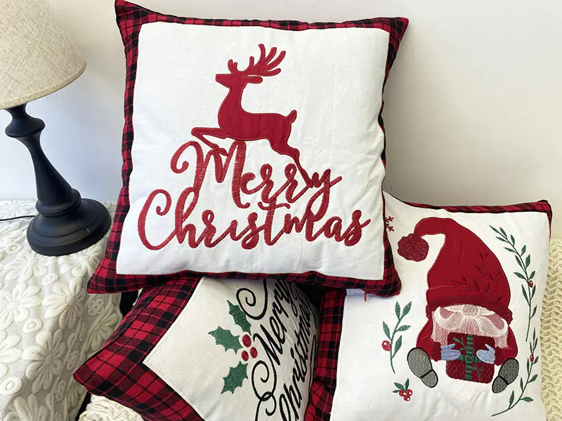 Christmas Embroidery Pillow Cover - New Design