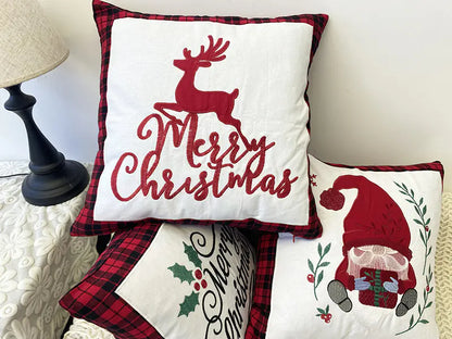 Christmas Embroidery Pillow Cover - New Design