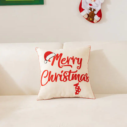 Christmas Embroidered Pillow Cover for Home Decor