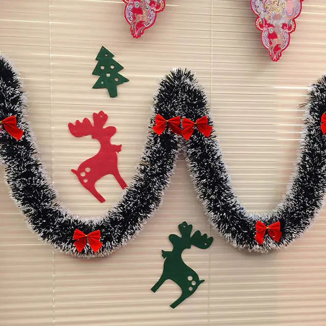 200m Floral Christmas Decoration with Ribbon Bow