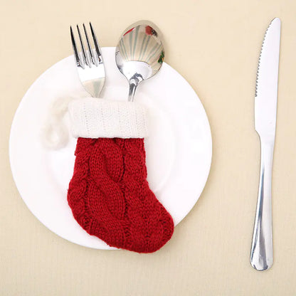 Knit Christmas Stockings and Holiday Table Decor Set