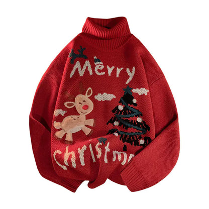 Women's Winter Christmas High Neck Knitted Sweater