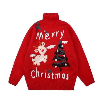 Women's Winter Christmas High Neck Knitted Sweater