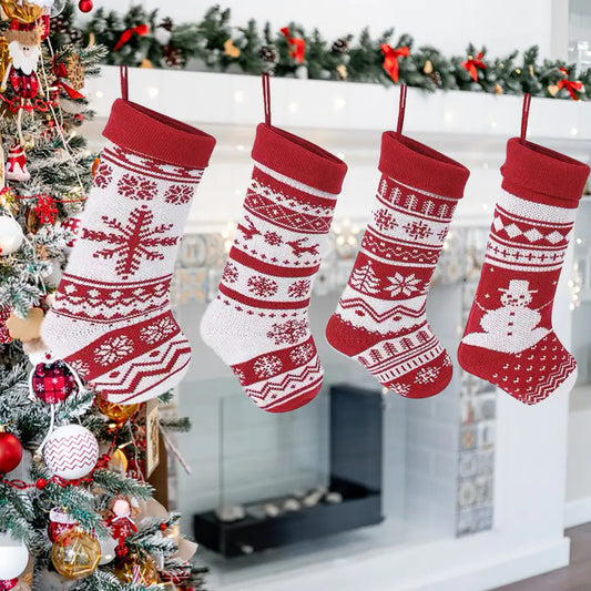 Cartoon Knitting Wool Christmas Decorative Socks