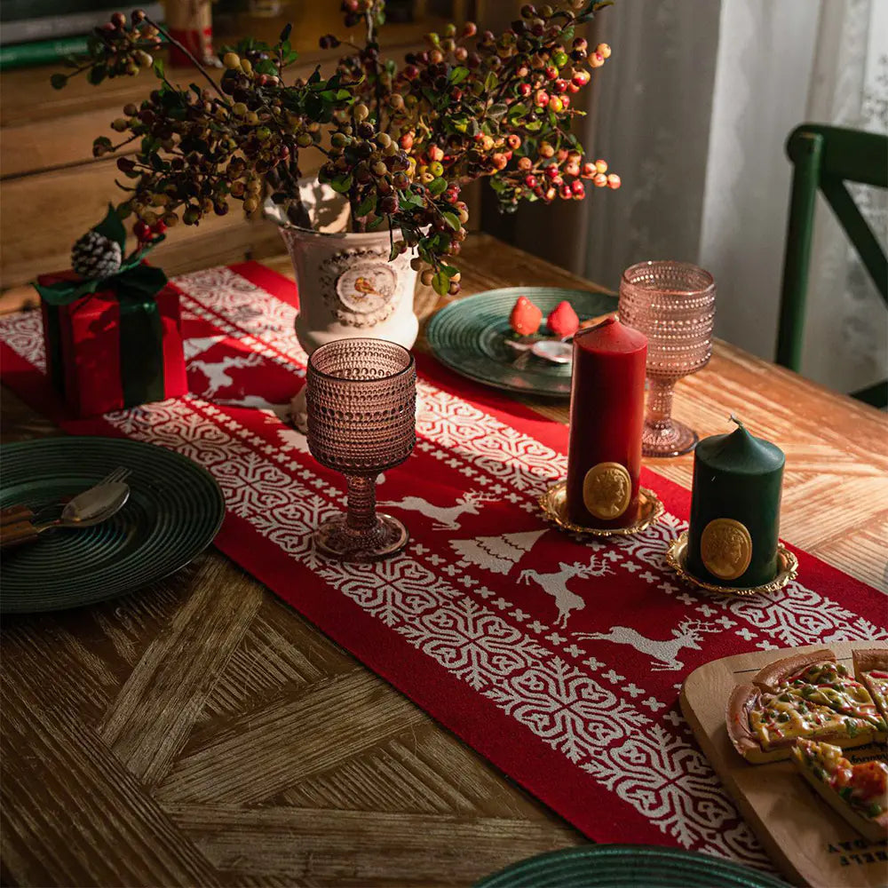 Red Christmas Table Runner for Festive Decorations