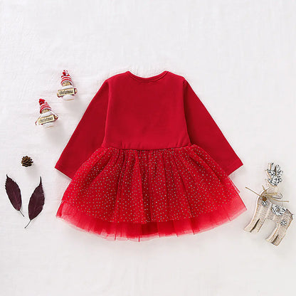 Christmas Reindeer Dress with Mesh Skirt