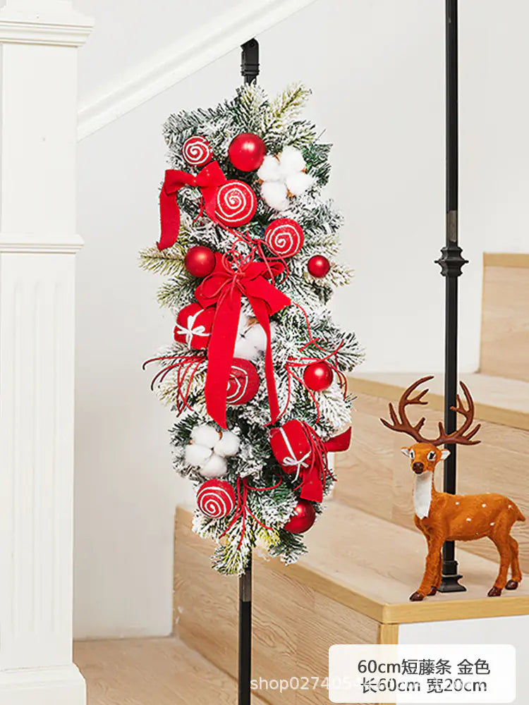 Christmas Decoration Rattan Plant with Bowknot
