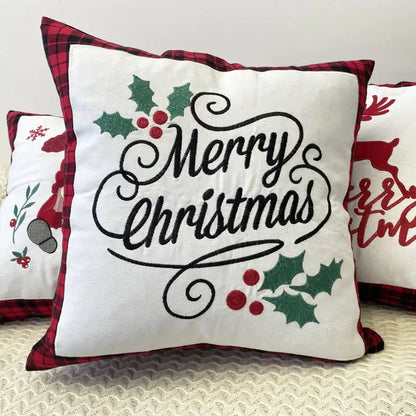 Christmas Embroidery Pillow Cover - New Design