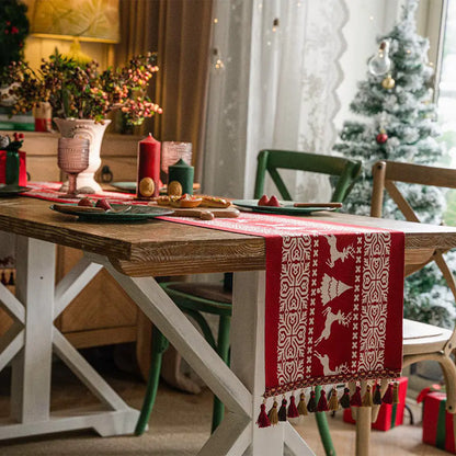 Red Christmas Table Runner for Festive Decorations