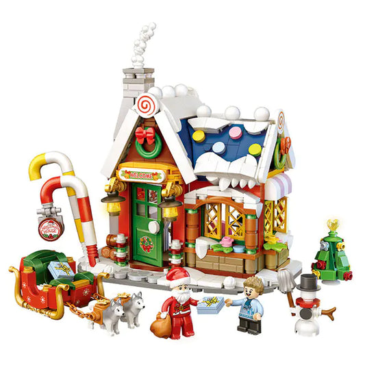 Christmas Snowman and Tree Building Block Toy Set