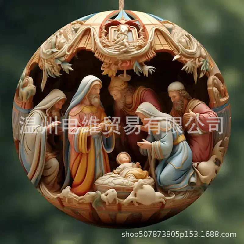 3D Acrylic Nativity Christmas Ornament for Home Decor