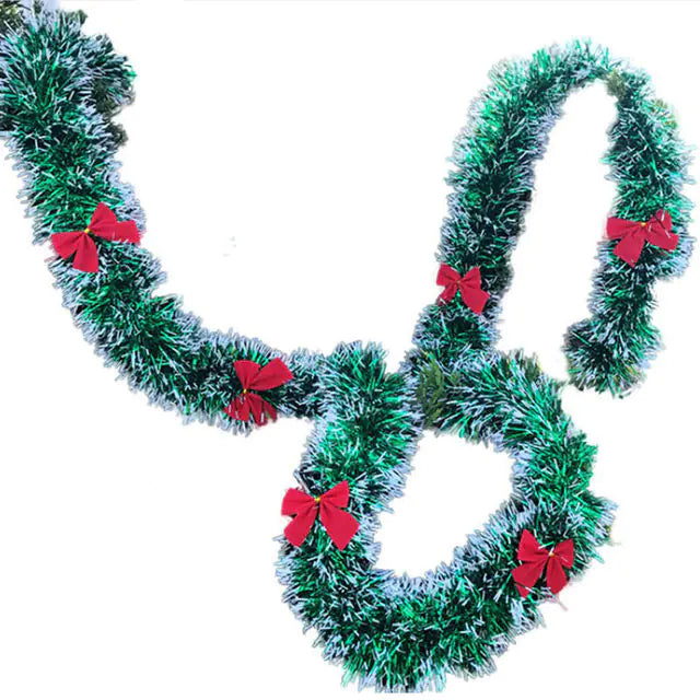 200m Floral Christmas Decoration with Ribbon Bow