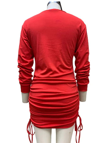 Women's Pleated Long-Sleeved Christmas Dress