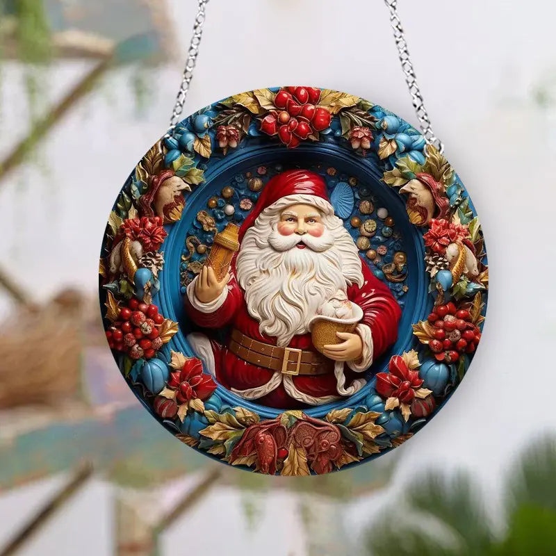 New Christmas Ceramic Santa Acrylic Hanging Decor