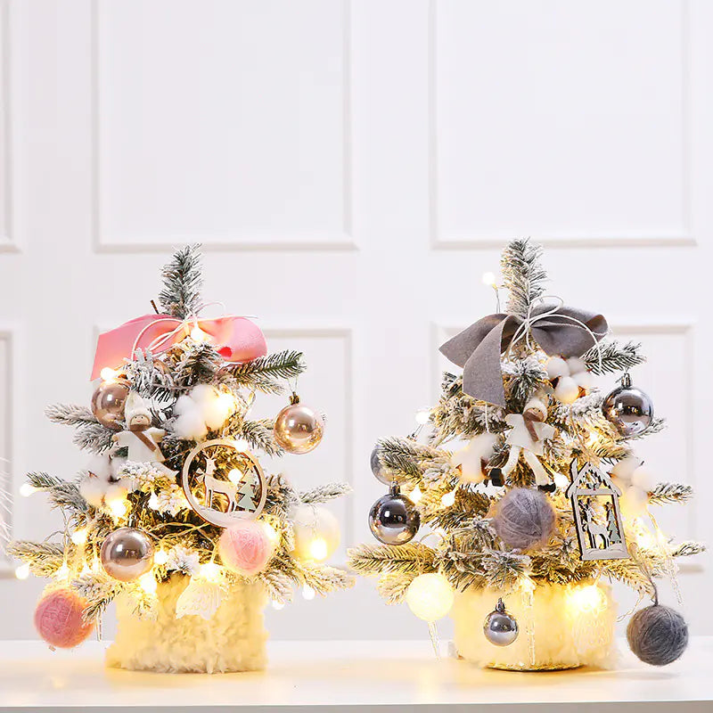 Mini Christmas Tree Decoration Set with Lights