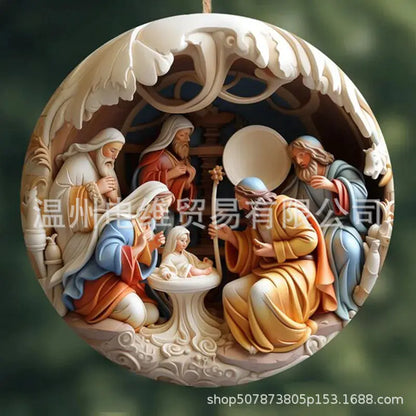 3D Acrylic Nativity Christmas Ornament for Home Decor