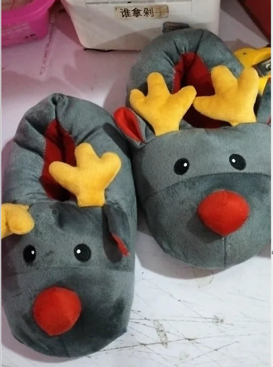 Cute Elk Christmas Home Slippers