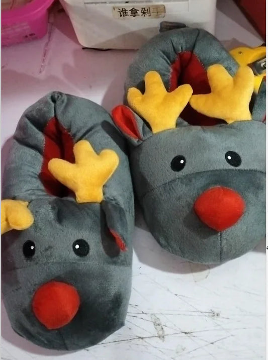 Cute Elk Christmas Home Slippers
